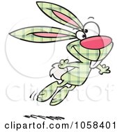 Royalty Free Vector Clip Art Illustration Of A Cartoon Jumping Green Plaid Easter Bunny