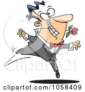 Poster, Art Print Of Cartoon Romantic Man Dancing With A Rose