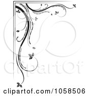 Royalty Free Vector Clip Art Illustration Of A Black And White Ornate Floral Corner Border Design Element 3 by MilsiArt