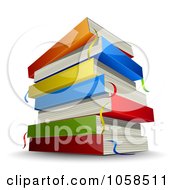 Poster, Art Print Of Stack Of Colorful 3d Books With Ribbon Markers And A Shadow