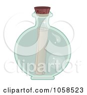 Royalty Free Vector Clip Art Illustration Of A Message In A Clear Round Bottle by Melisende Vector
