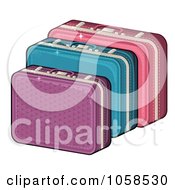 Poster, Art Print Of Purple Blue And Pink Suitcases