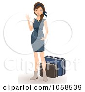 Poster, Art Print Of Stylish Woman Waving By Her Luggage