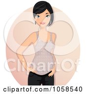 Royalty Free Vector Clip Art Illustration Of A Pregnant Woman In A Sparkly Tank Top