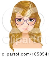 Royalty Free Vector Clip Art Illustration Of A Blond Woman Wearing Purple Glasses by Melisende Vector