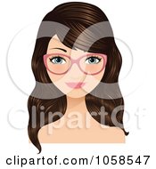 Royalty Free Vector Clip Art Illustration Of A Brunette Woman Wearing Pink Glasses by Melisende Vector #COLLC1058547-0068