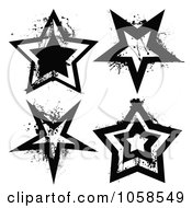 Poster, Art Print Of Digital Collage Of Grungy Black And White Star Logos