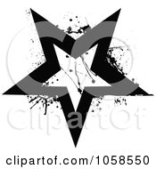 Poster, Art Print Of Grungy Black And White Star Logo - 2