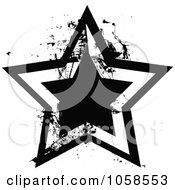 Poster, Art Print Of Grungy Black And White Star Logo - 1