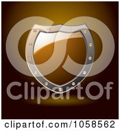 Royalty Free Vector Clip Art Illustration Of A 3d Orange Shield Sign With Copyspace