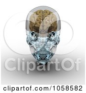 Royalty Free CGI Clip Art Illustration Of A 3d Brain In A Glass Skull 1