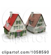 Poster, Art Print Of Two 3d Houses In Different States Of Renovation