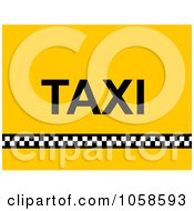 Poster, Art Print Of Yellow Background With A Checkered Line And Taxi Text
