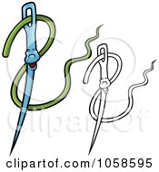 Royalty Free Vector Clip Art Illustration Of A Digital Collage Of Needle And Thread Characters