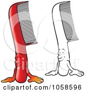 Royalty Free Vector Clip Art Illustration Of A Digital Collage Of Outlined And Red Comb Characters