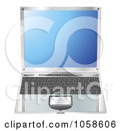 Poster, Art Print Of 3d Open Laptop With A Blue Screen