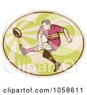 Poster, Art Print Of Retro Kicking Rugby Player Logo