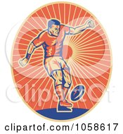 Royalty Free Vector Clip Art Illustration Of A Rugby Player Kicking Logo
