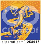 Royalty Free Vector Clip Art Illustration Of A Marathon Runner Heading Up A Mountain by patrimonio