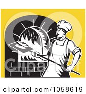 Royalty Free Vector Clip Art Illustration Of A Retro Baker By A Brick Oven
