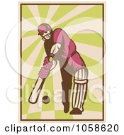 Royalty Free Vector Clip Art Illustration Of A Retro Styled Cricket Batsman Batting
