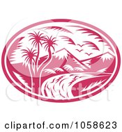 Poster, Art Print Of Retro Pink Mountainous River Logo