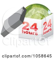 Poster, Art Print Of 3d 24 Hour Box With A Green Globe