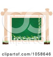 Royalty Free Vector Clip Art Illustration Of A Chalk Board With Scratches Hanging From A Wood Frame In Grass
