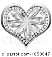 3d Silver Diamond Heart
