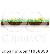 Poster, Art Print Of Border Of Flowers Grass And Soil With A Reflection