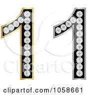 Royalty Free Vector Clip Art Illustration Of A Digital Collage Of 3d Silver And Gold Diamond Number Ones