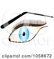 Poster, Art Print Of Blue Eye With Brown Lashes And Arched Brows