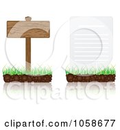 Poster, Art Print Of Digital Collage Of 3d Document And Wood Signs On Grass