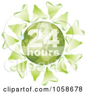 Poster, Art Print Of Green Arrows Around A Green 24 Hours Globe