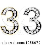 Royalty Free Vector Clip Art Illustration Of A Digital Collage Of 3d Silver And Gold Number Threes