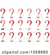 Royalty Free Vector Clip Art Illustration Of A Digital Collage Of National Flag Houses With Question Marks