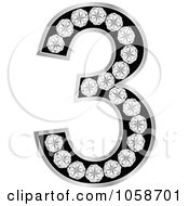 Royalty Free Vector Clip Art Illustration Of A 3d Silver Diamond Number Three