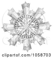 Royalty Free Vector Clip Art Illustration Of A 3d Silver Diamond Star Burst Frame