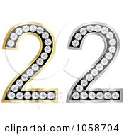 Royalty Free Vector Clip Art Illustration Of A Digital Collage Of 3d Silver And Gold Diamond Number Twos