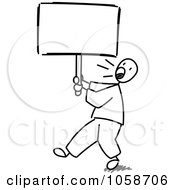 Royalty Free Vector Clip Art Illustration Of A Stick Man Protesting