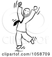 Royalty Free Vector Clip Art Illustration Of A Stick Businessman Jumping by Frog974 #COLLC1058709-0066