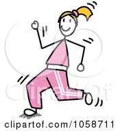 Royalty Free Vector Clip Art Illustration Of A Stick Woman Jogging by Frog974