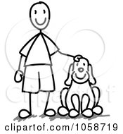 Royalty Free Vector Clip Art Illustration Of A Stick Boy With A Dog