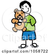 Poster, Art Print Of Stick Boy Huggging A Teddy Bear