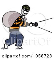 Royalty Free Vector Clip Art Illustration Of A Stick Burglar Carrying A Bag