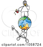 Poster, Art Print Of Stick Man Eating Junk Food On Top Of The World
