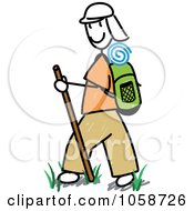 Royalty-Free Vector Clip Art Illustration of a Stick Man Hiking by Frog974 #COLLC1058726-0066