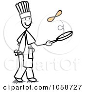 Poster, Art Print Of Stick Chef Flipping Pancakes