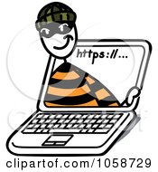 Royalty-Free Vector Clip Art Illustration of a Stick Burglar In A Laptop Screen by Frog974 #COLLC1058729-0066