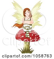 Poster, Art Print Of Fairy Seated On A Mushroom